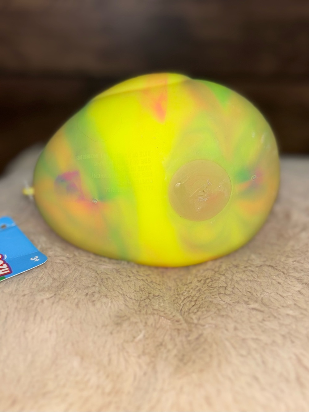 Rainbow Squishy Duck Toy - Neon Yellow with Multicolor Accents - Picture 4 of 4